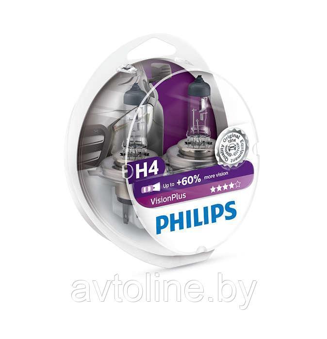 Автомобильные лампы H4 Philips VisionPlus +60% 12342VPS2