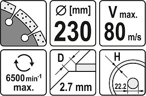 Круг алмазный 230*22,2мм сегмент"Yato" YT-6005, фото 2