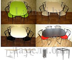 Обеденная группа с овальным столом и 4 стульями Марко хром. Выбор цвета.