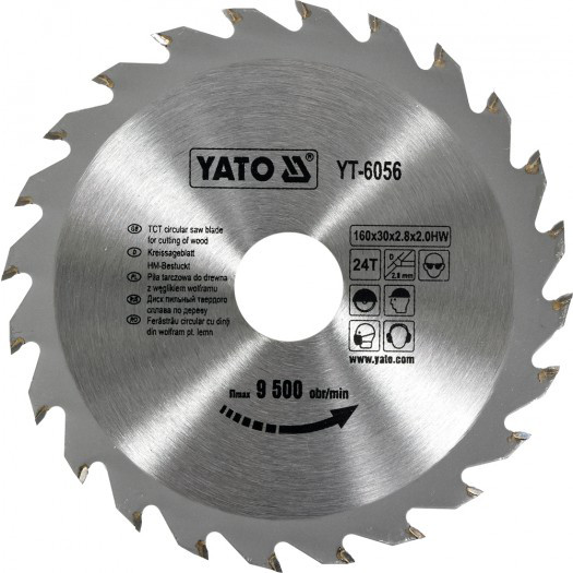 Диск пильный 160х30х2,8х2,0мм 24T "Yato" YT-6056 - фото 1 - id-p76952107