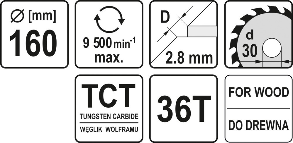 Диск пильный 160х30х2,8х2,0мм 36T "Yato" YT-6057 - фото 3 - id-p76952986