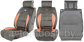 Чехлы (накидки) на сиденья МaxCar (Черный, оранжевые вставки) / передние