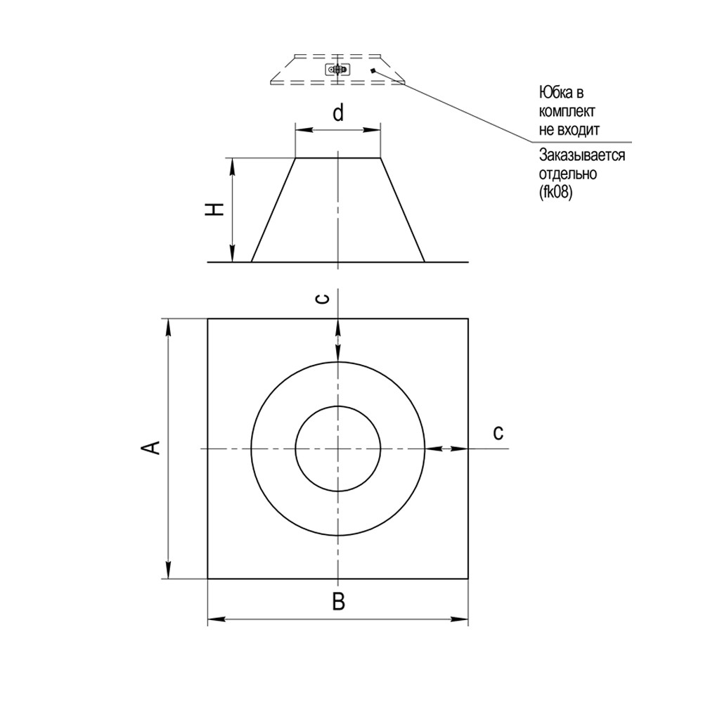 Крышная разделка прямая Ferrum для стального дымохода 0,5 мм d 160 - фото 2 - id-p76963780