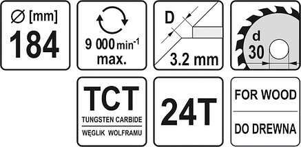 Пила диск.по дереву.   184*30*24Т"Yato" YT-6060, фото 2