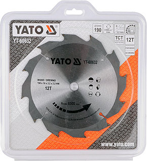 Пила диск.по дереву.    190*16*12Т"Yato" YT-60632, фото 2