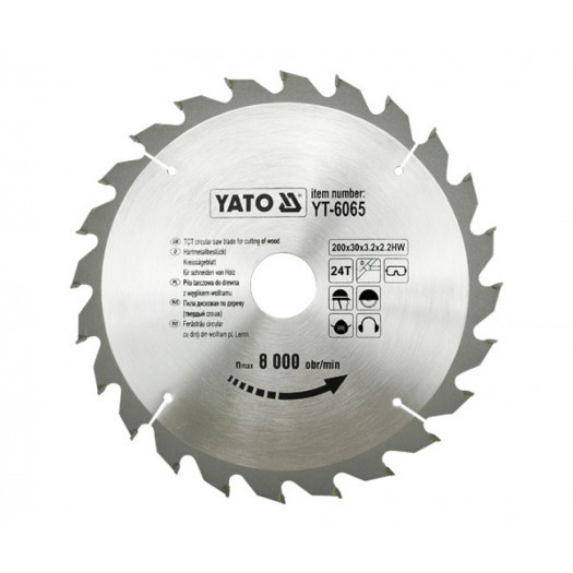 Пильный диск с напаянными зуб. 205х18х3,2х2,0мм 24T "Yato" YT-6066 - фото 1 - id-p76976218
