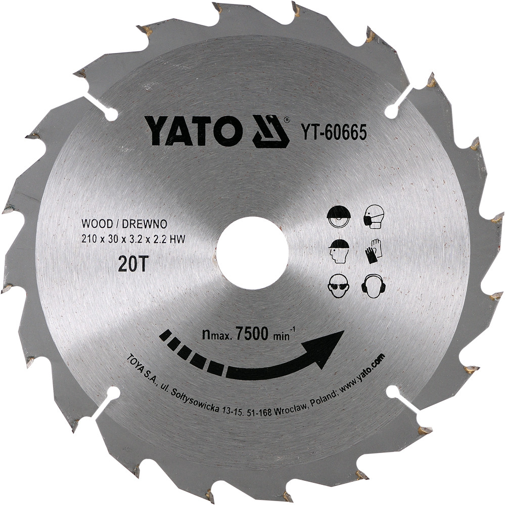 Пильный диск с напаянными зуб. 210/30/3,2/2,2,20Т "Yato" YT-60665 - фото 1 - id-p76976238