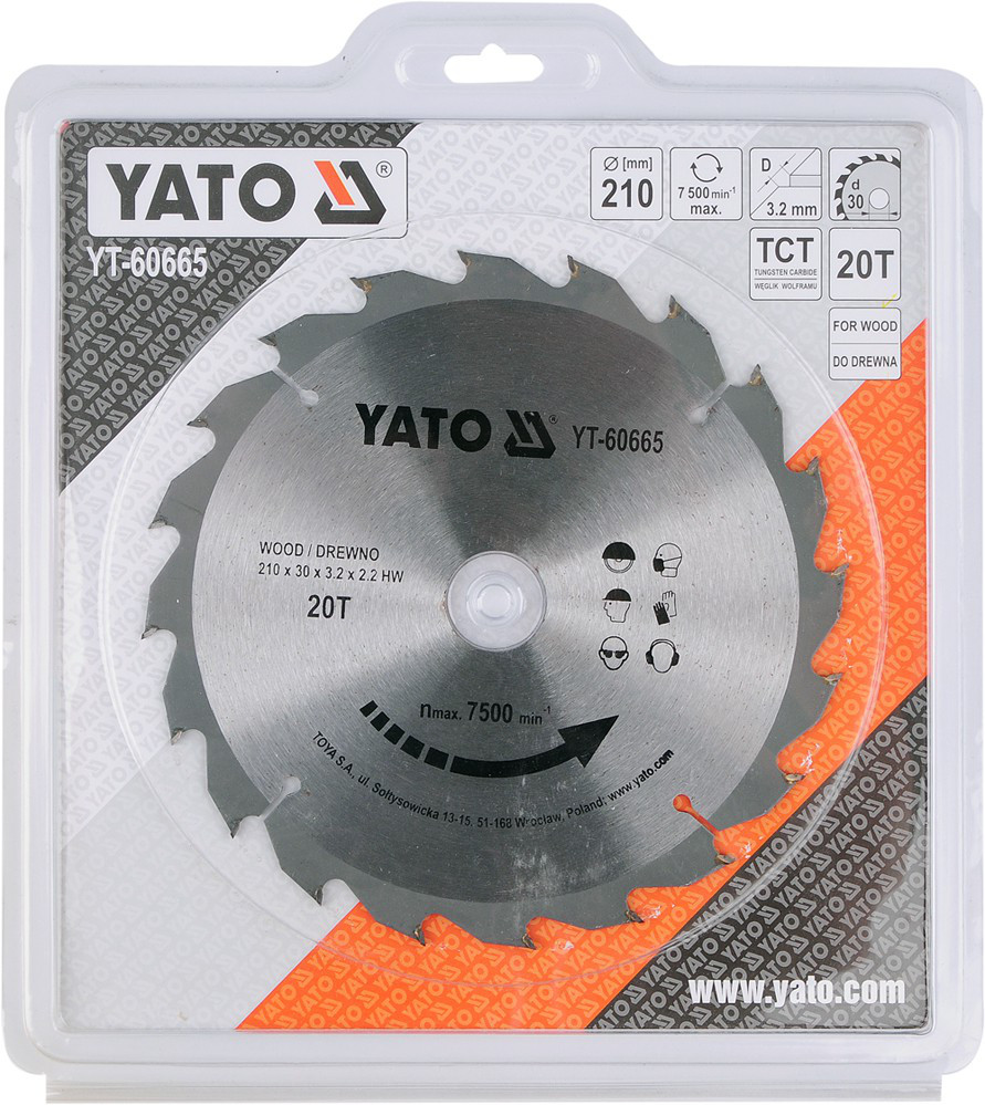 Пильный диск с напаянными зуб. 210/30/3,2/2,2,20Т "Yato" YT-60665 - фото 2 - id-p76976238