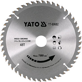 Пильный диск по дереву   216/30/3,2/2,2 48т  "Yato" YT-60682, фото 2