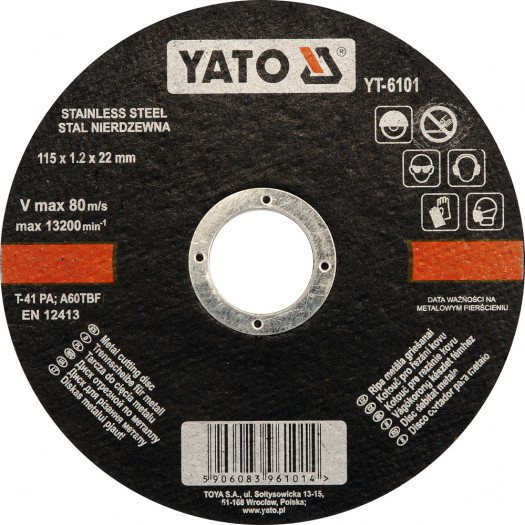Круг отрезной металл 115*1,2*22,2мм"Yato" YT-6101