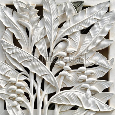 Фотообои 3D барельеф камень растения