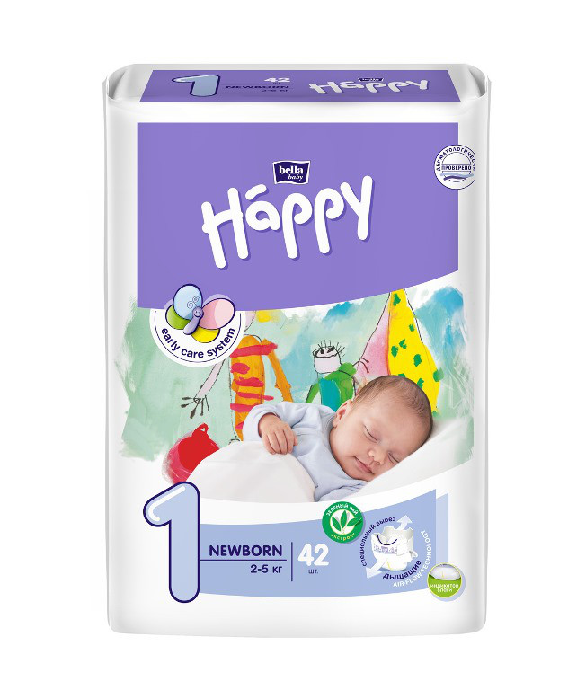 Подгузники для детей BELLA BABY HAPPY NEWBORN 42 шт. (2-5 кг) - фото 1 - id-p77124631