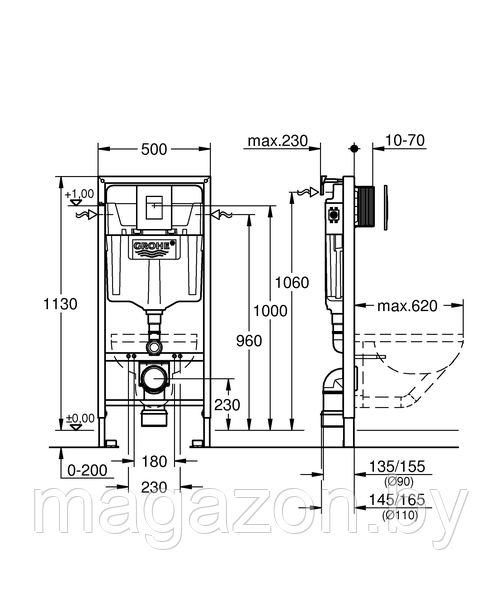 Инсталляция для подвесного унитаза Grohe Rapid SL 38775001 - фото 2 - id-p77167219