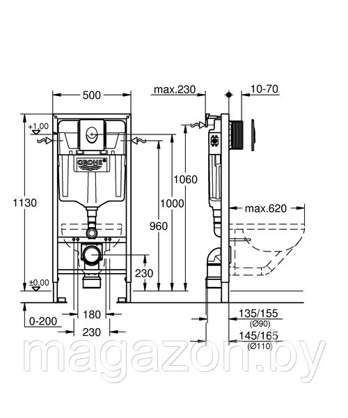 Инсталляция для подвесного унитаза Grohe Rapid SL 38750001 - фото 2 - id-p77167223