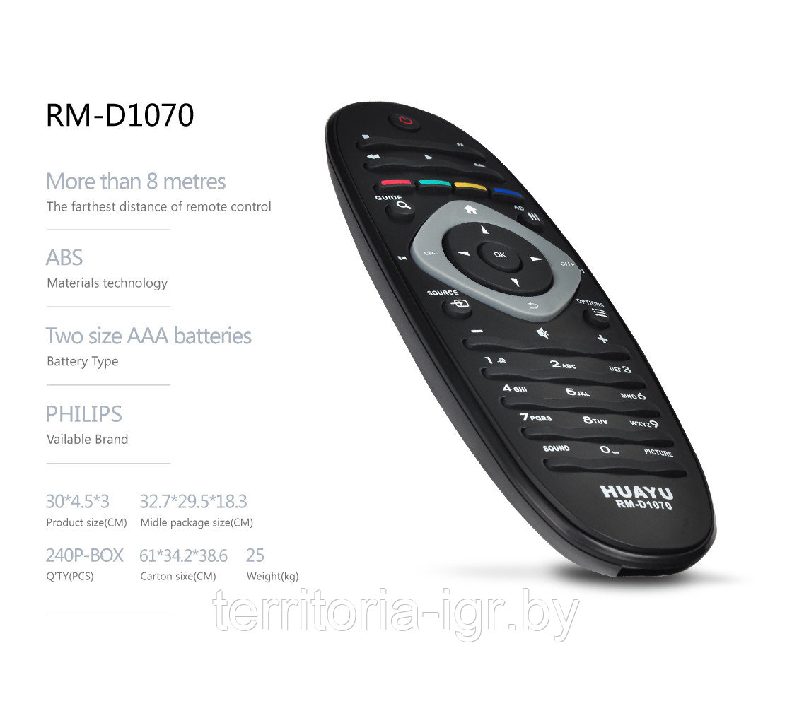 Пульт универсальный для Philips RM-D1070 LCD LED TV Huayu - фото 3 - id-p77184451