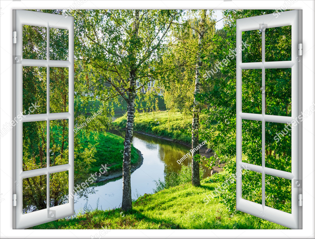 Фотообои "Вид из окна, на реку"