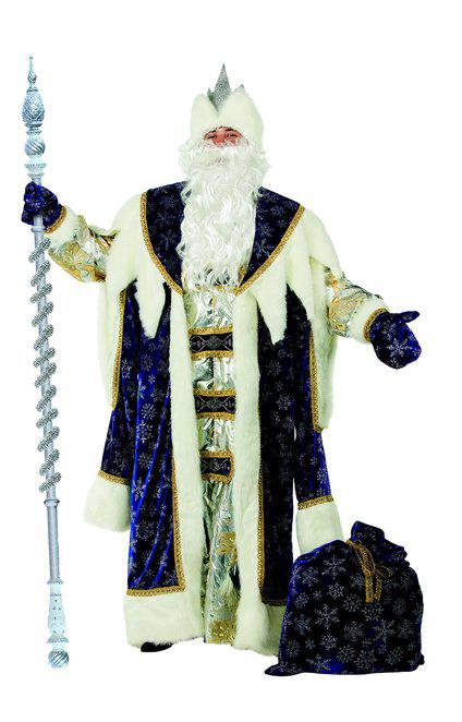 Карнавальный костюм Дед Мороз Королевский синий,взрослый