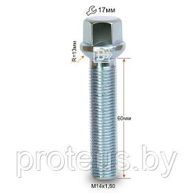 Болт 14х1.5 сфера. Длина резьбы: 60mm. Общая длина: 85mm. Ключ 17.