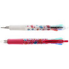 Ручка автоматическая 4-х цветная корпус с резиновым держателем с рисунком Сердечки