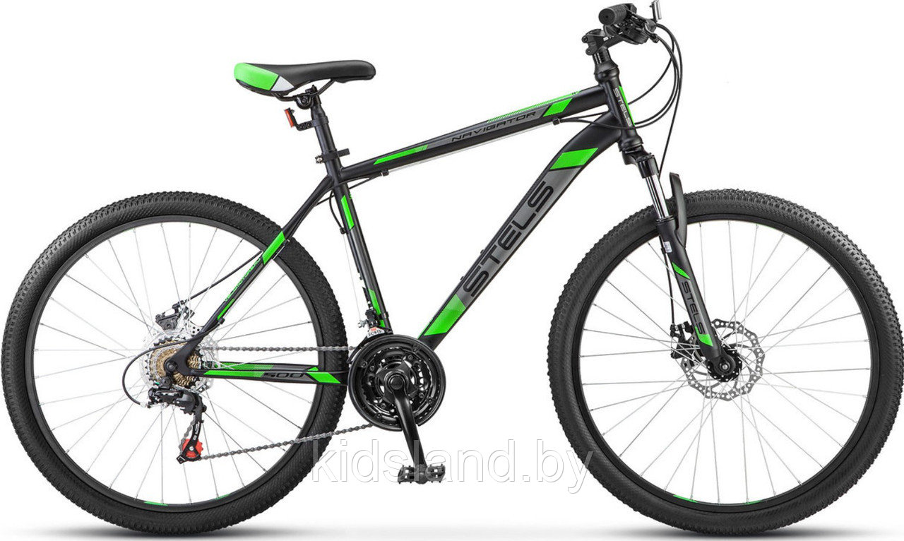 Велосипед Stels Navigator 500 MD 26" V030 (2018) рама 18" черно-зеленый - фото 1 - id-p77327908