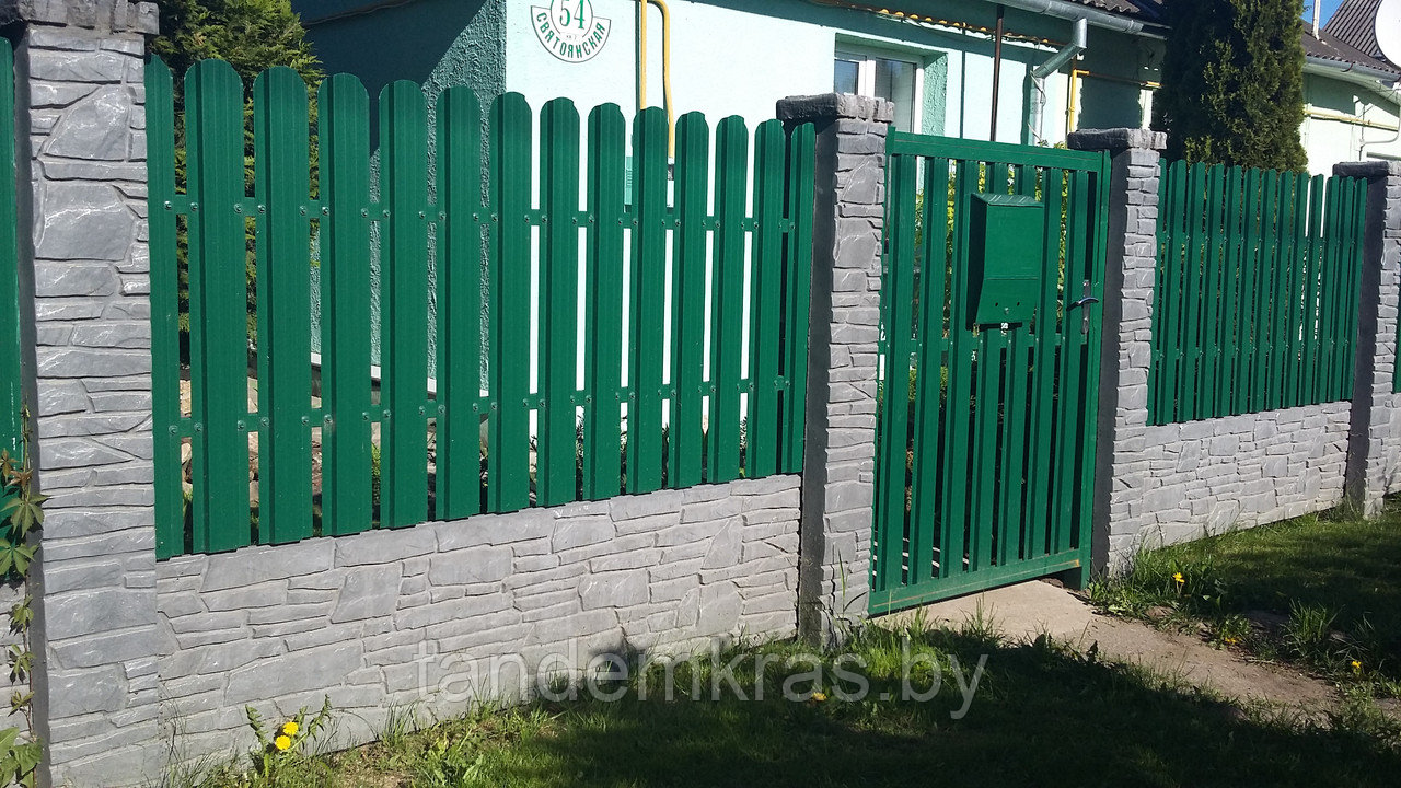 Бетонный забор «Сланец» комбинированный с металлоштакетником - фото 8 - id-p62525223