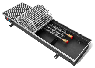 Внутрипольный конвектор без вентилятора с решеткой Techno USUAL KVZ 200-65-600 при ΔТ=70 -117Вт