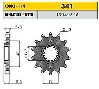 Ведущая звезда мотоцикла Sunstar 520/341 стальная 13 зубьев