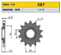 Ведущая звезда мотоцикла Sunstar 520/387 стальная 14 зубьев