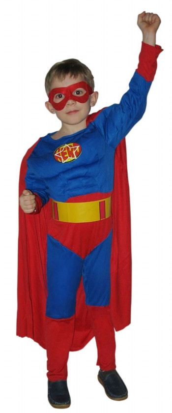 Детский карнавальный новогодний костюм superman супермен с мускулами - фото 1 - id-p77509971