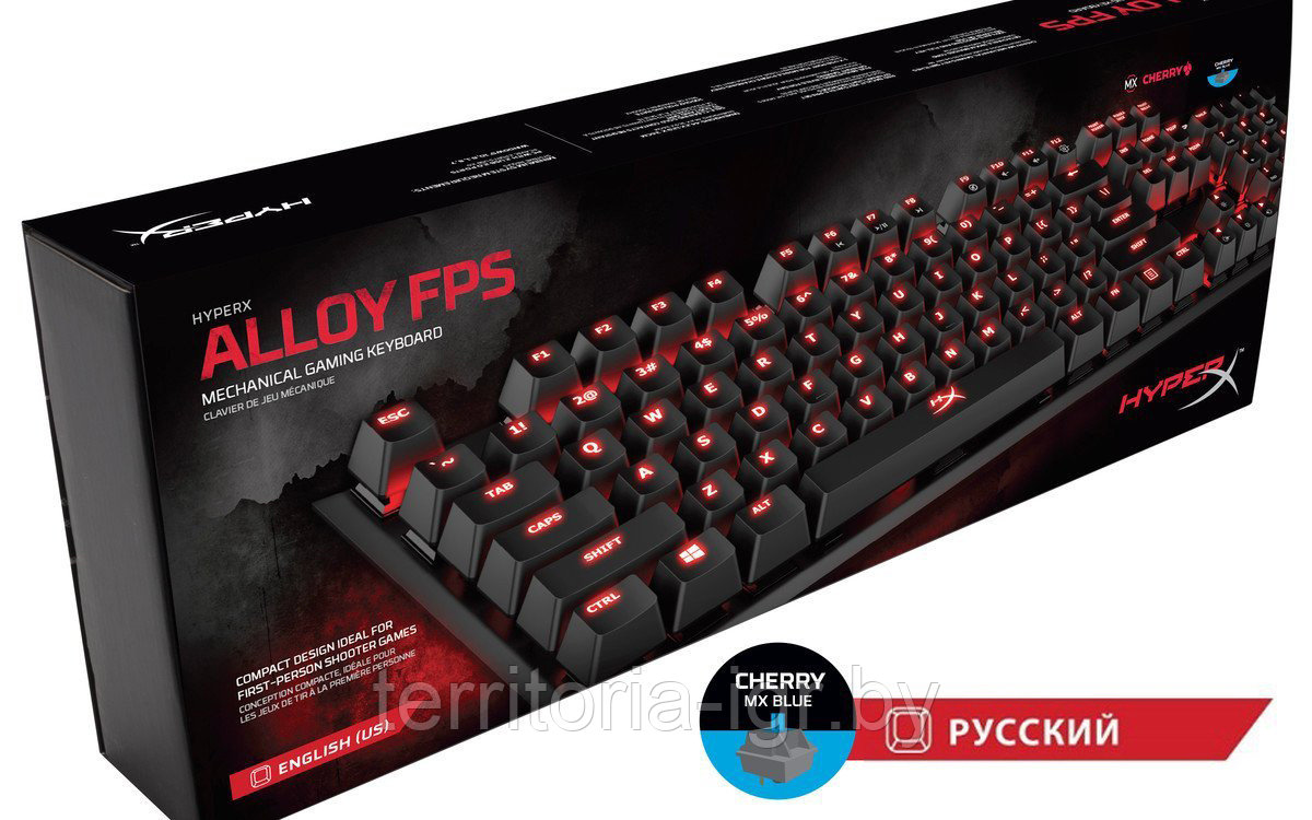 Механическая клавиатура Alloy FPS CHERRY MX BLUE HX-KB1BL1-RU/A5 HyperX - фото 1 - id-p77557080