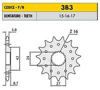 Ведущая звезда мотоцикла Sunstar 520/3B3 стальная 15 зубьев