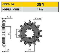 Ведущая звезда мотоцикла Sunstar 520/384 стальная 15 зубьев