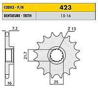 Ведущая звезда мотоцикла Sunstar 525/423 стальная 15 зубьев