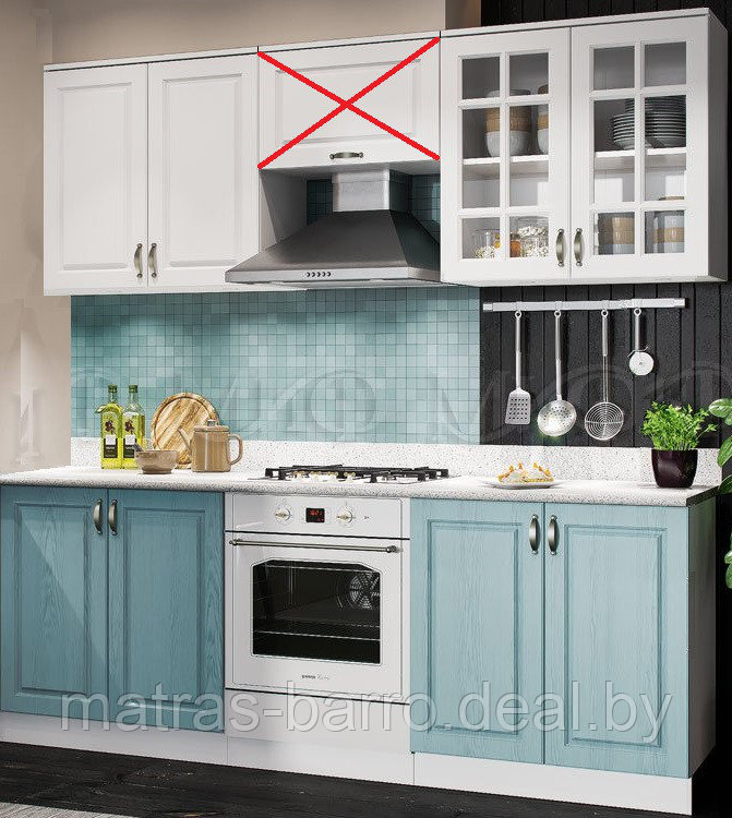 Кухня Констанция-1 белый матовый/голубой (1.6 метра) - фото 1 - id-p77600375