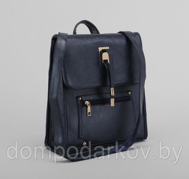 Рюкзак молодёжный на молнии, 1 отдел, 2 наружных кармана, цвет синий - фото 6 - id-p76561830