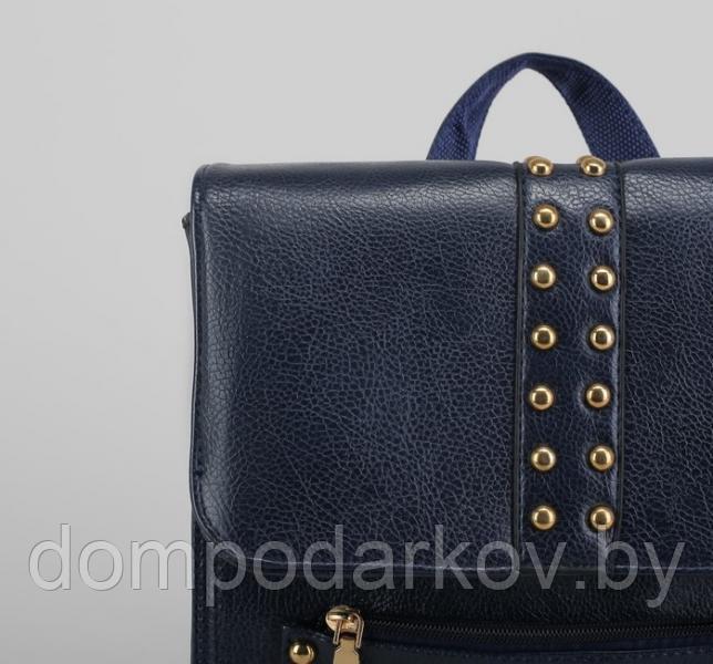 Рюкзак молодёжный на молнии, 1 отдел, 3 наружных кармана, цвет синий - фото 4 - id-p76561835