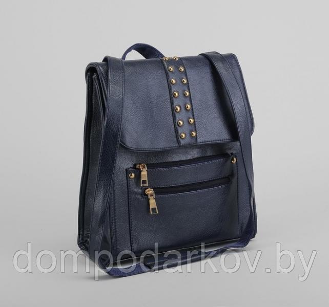Рюкзак молодёжный на молнии, 1 отдел, 3 наружных кармана, цвет синий - фото 6 - id-p76561835