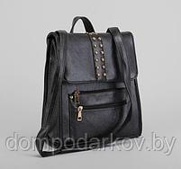 Рюкзак молодёжный на молнии, 1 отдел, 3 наружных кармана, цвет чёрный, фото 6