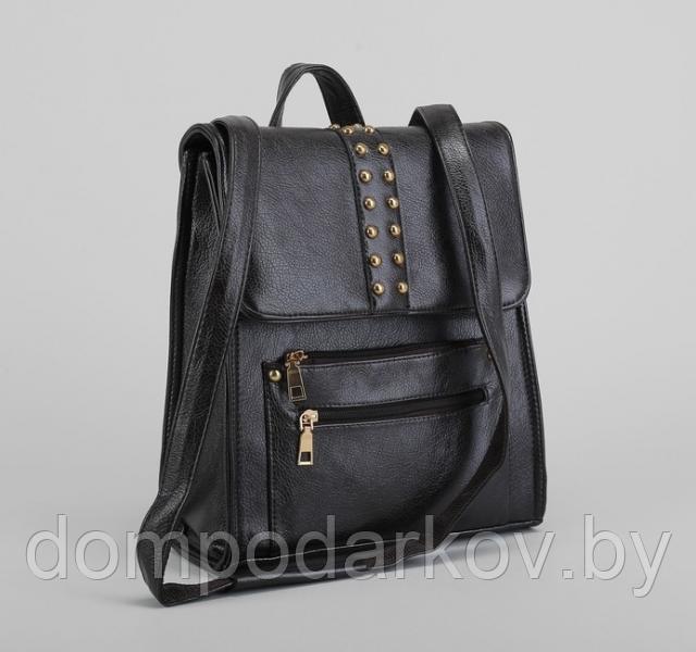 Рюкзак молодёжный на молнии, 1 отдел, 3 наружных кармана, цвет чёрный - фото 6 - id-p76561836