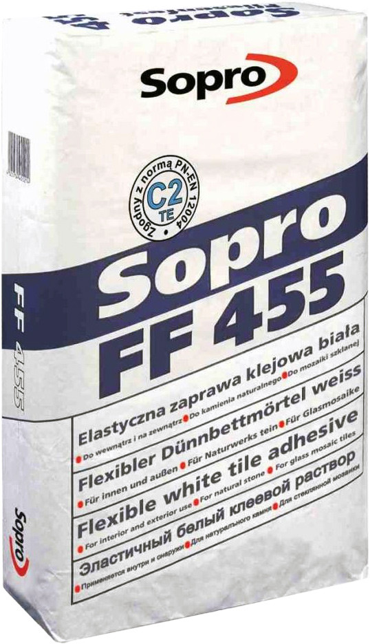 Клей белый для мрамора и мозаики Sopro FF 455 (Польша), 25кг