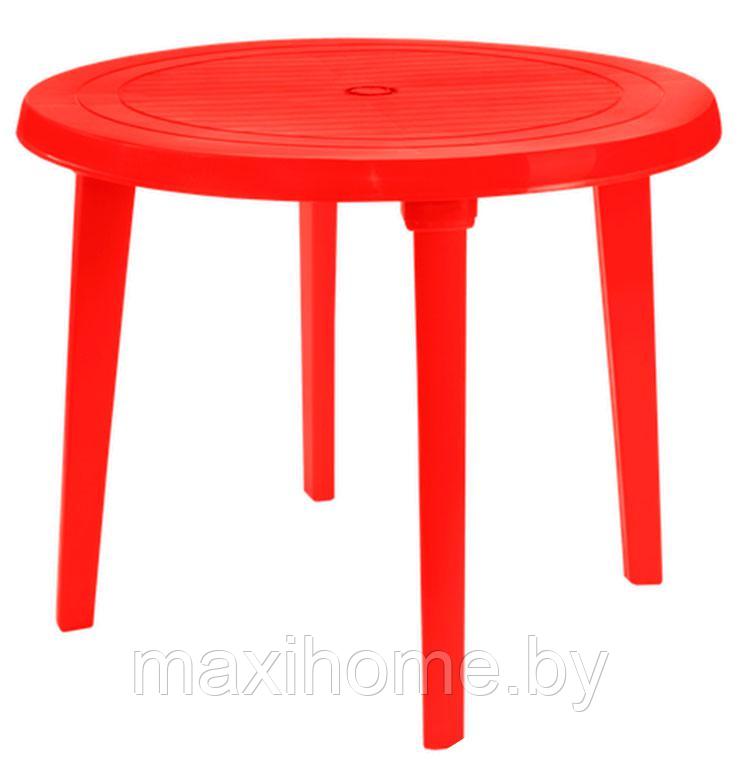 Стол пластиковый круглый d90, (красный) - фото 1 - id-p69813448
