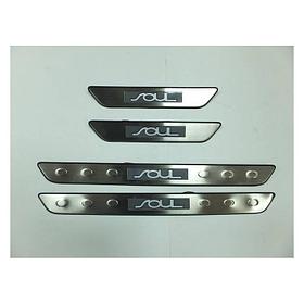 Накладки на дверные пороги с логотипом и LED подсветкой для Kia Soul (2008-2013) № 24380