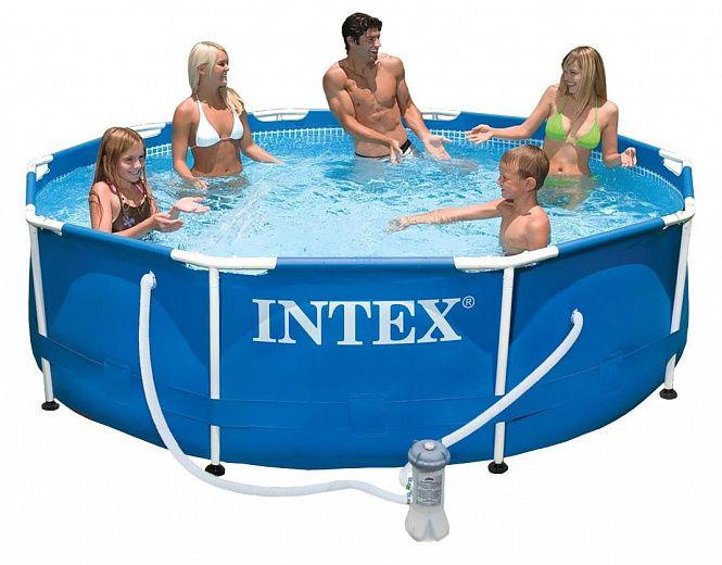 Каркасный бассейн Intex Metal Frame 305х76 см + фильтр-насос - фото 1 - id-p77695541