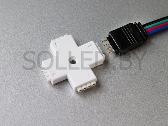 Коннектор X 4pin 10мм для светодиодной ленты 5050 RGB - фото 2 - id-p3715993