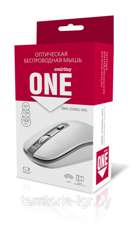 Мышь беспроводная ONE SBM-359AG-WG бело-серый Smartbuy