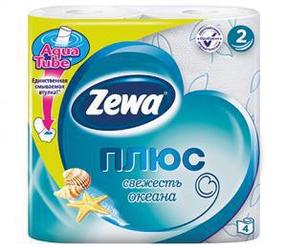 Туалетная бумага "ZewaПлюс" двухслойная, свежесть океана, 4рул./упак. (Цена с НДС)