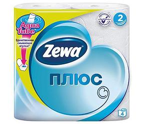 Туалетная бумага "ZewaПлюс" двухслойная, белая, 4рул./упак. (Цена с НДС)