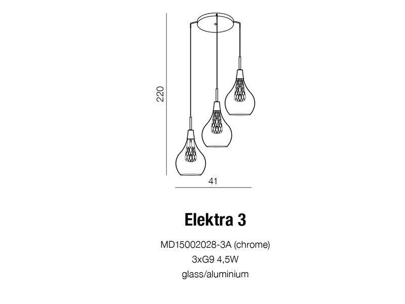 Подвесной светильник AZZARDO AZ1688 ELEKTRA 3 - фото 3 - id-p77800500