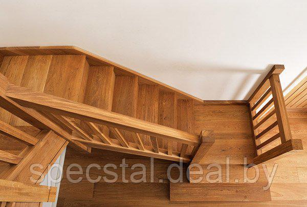 Деревянная лестница Д-Л-9 с лестничной площадкой - фото 1 - id-p77809201