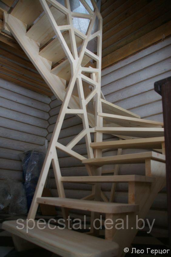 Деревянная лестница Д-Л-7 без подступенек - фото 1 - id-p77809199